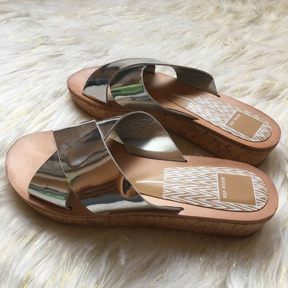 Dolce Vita Metallic Slide Sandals - Picture 4 of 8